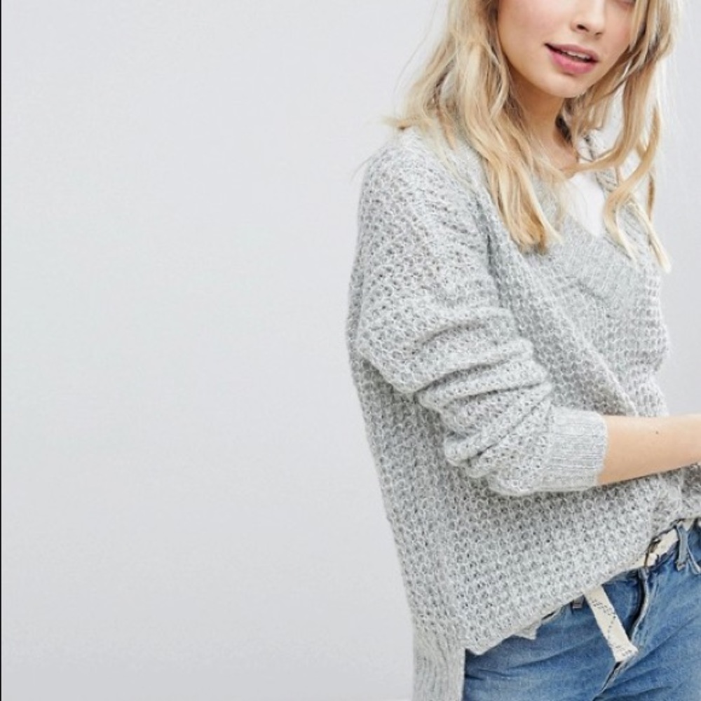 Hollister grey oversized waffle knit sweater